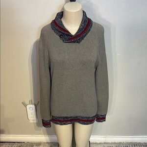 Gray and Red Cowl Neck Sweater by Tommy Hilfiger Size S